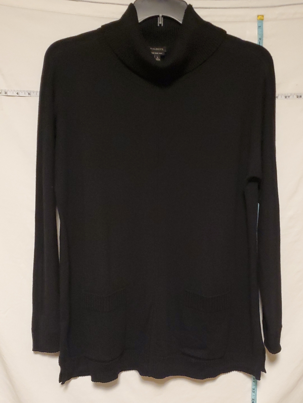 Talbots Merino Wool Turtleneck Sweater Front Pockets Lg Luxury Office Lagenlook